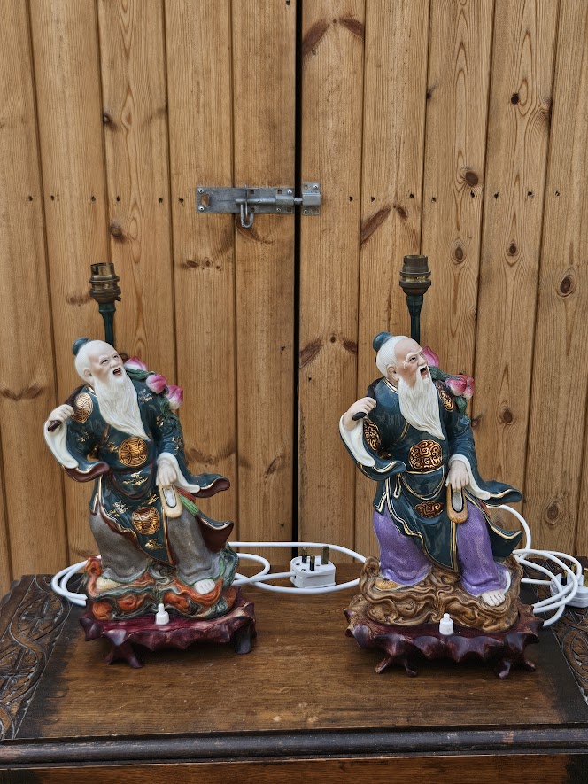 Pair of oriental figure lamps