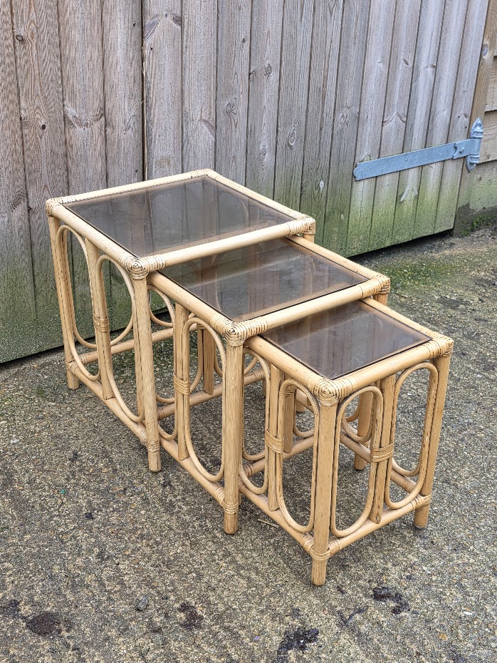 Vintage bamboo nest of tables