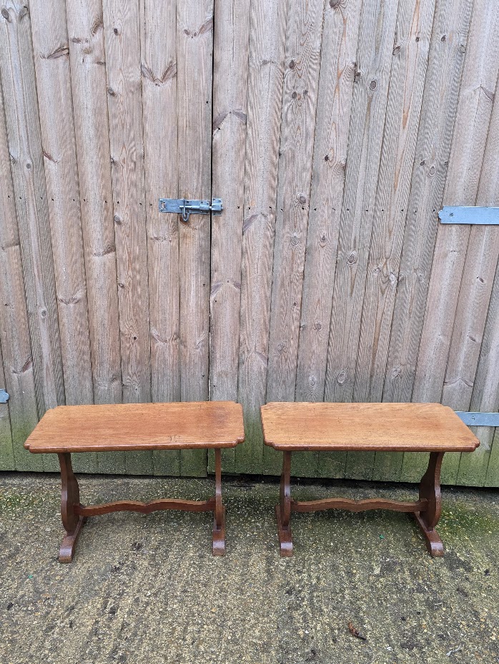Pair of Oak refectory style coffee table/small benches