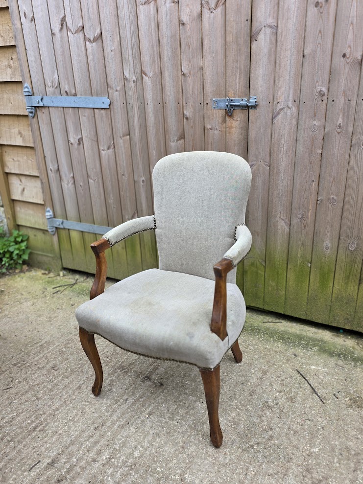 Gorgeous studded armchair on Queen Anne legs