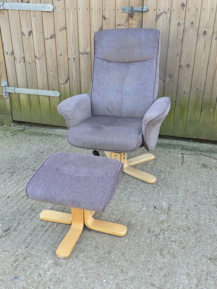 Recliner armchair and footstool