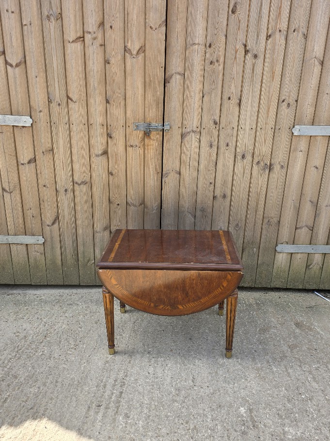 Small vintage inlaid drop table