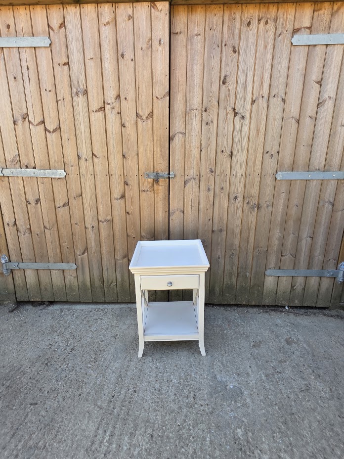 White bedside table/side table with lattice sides