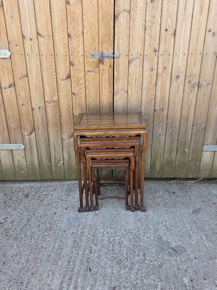 Vintage set of 4 Chinese hardwood nest of tables