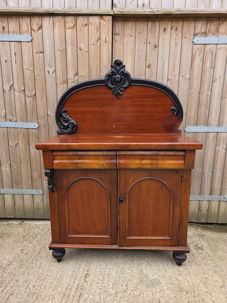 Antique Victorian mahogany two-door chiffonier