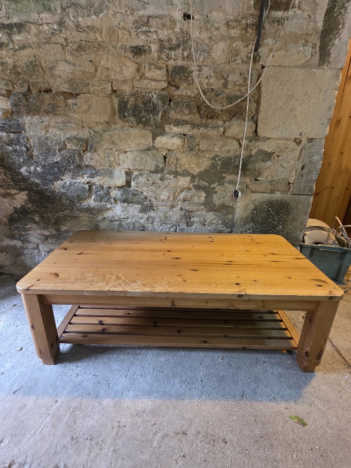 Large pine coffee table needs some tlc